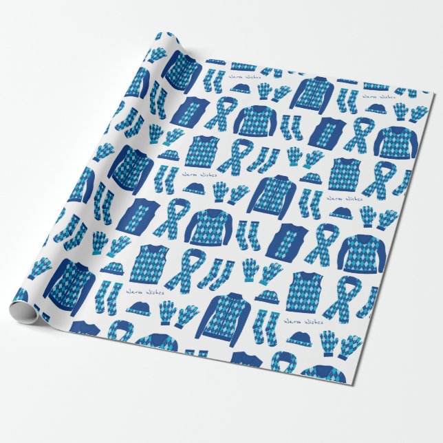 Blue Argyle Pattern Items Wrapping Paper - Large (Unrolled)