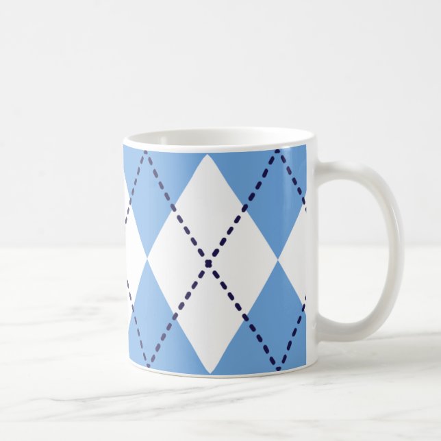 Blue Argyle Pattern Mug (Right)