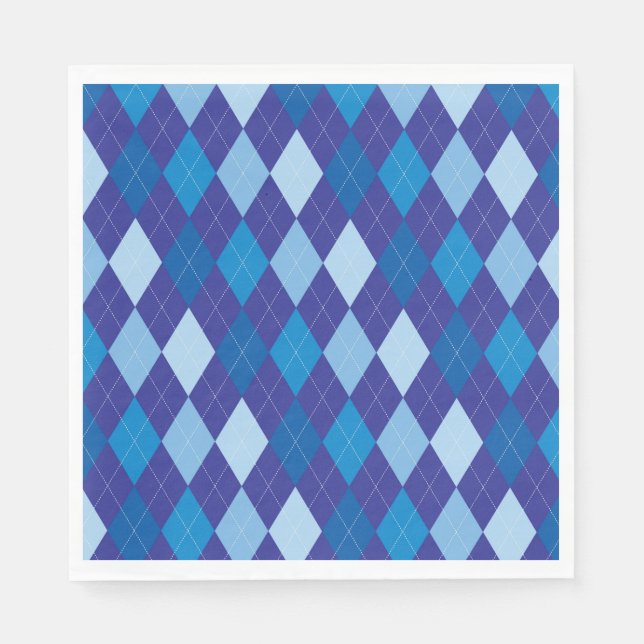 Blue argyle pattern napkin (Front)