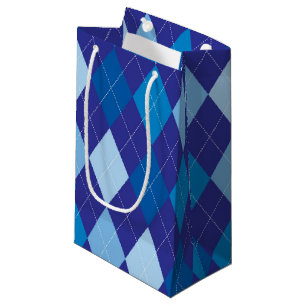 Blue argyle pattern small gift bag