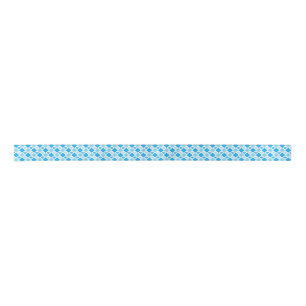 Blue Argyle Paw Print Pattern Satin Ribbon