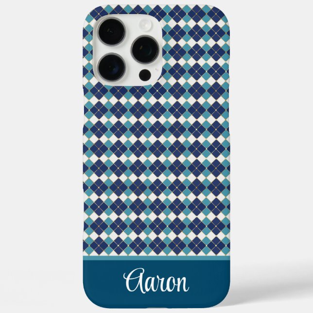 Blue Argyle Personalise  Case-Mate iPhone Case (Back)