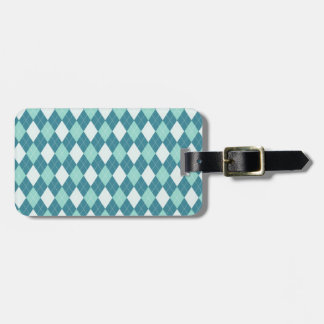 Blue Argyle Print Luggage Tag