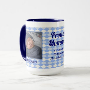 Blue Argyle Proud Mummy 2 Photo Mug