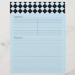 Blue Argyle Recipe Letterhead