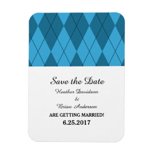 Blue Argyle Save the Date Flexi Magnet