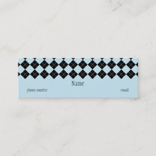 Blue Argyle Skinny Business Card