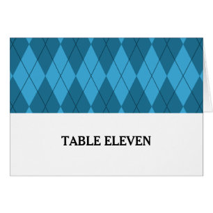 Blue Argyle Table Number Card