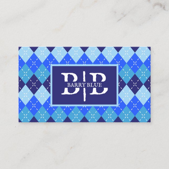 Blue Argyle Unique Business Branding Card (Front)