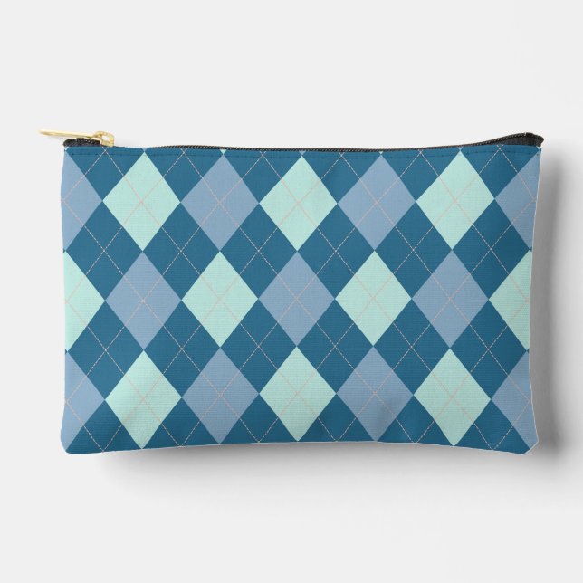Blue Argyle Vintage Pattern Accessory Pouch (Front)