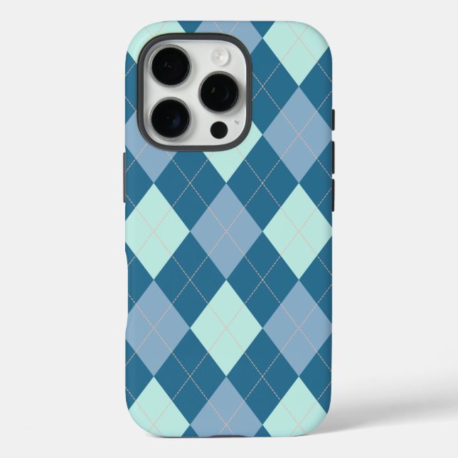 Blue Argyle Vintage Pattern Case-Mate iPhone Case (Back)