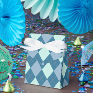 Blue Argyle Vintage Pattern Favour Box