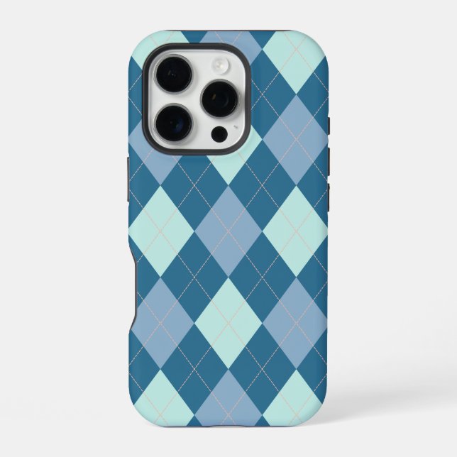 Blue Argyle Vintage Pattern iPhone Case (Back)