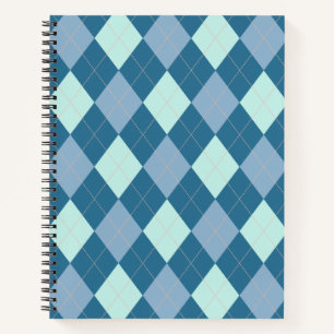 Blue Argyle Vintage Pattern Notebook