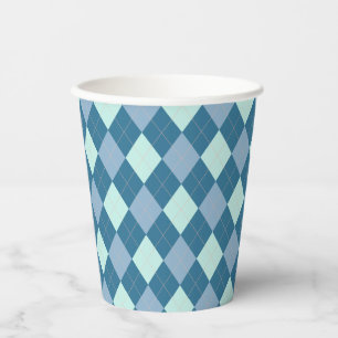 Blue Argyle Vintage Pattern Paper Cups