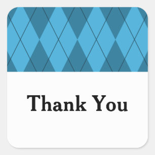 Blue Argyle Wedding Thank You Stickers