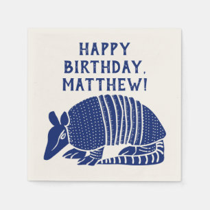 Blue Armadillo Personalised Custom Message Napkin