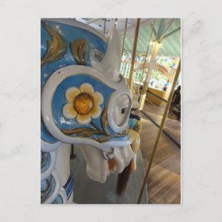 Blue Armoured Horse Profile, Crescent Park Carouse Postcard