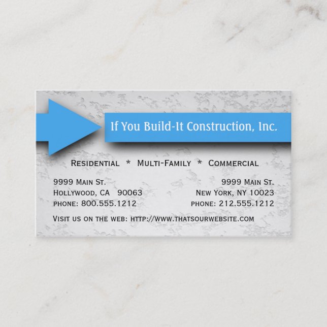 Blue Arrow Construction Business Card (Front)