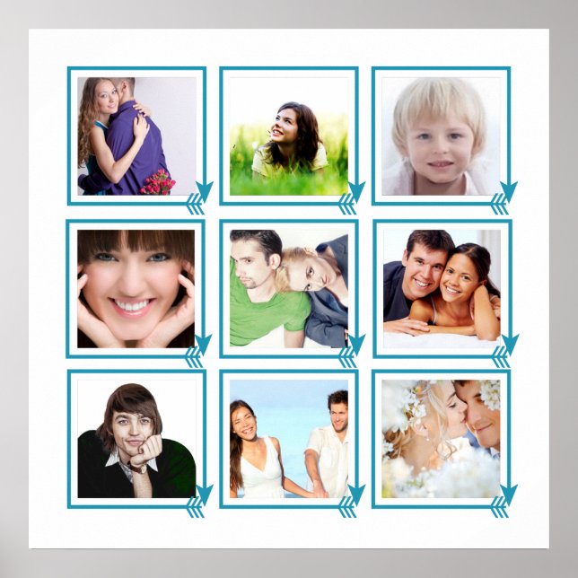 Blue Arrow Frames Your Photos Instagram Poster (Front)
