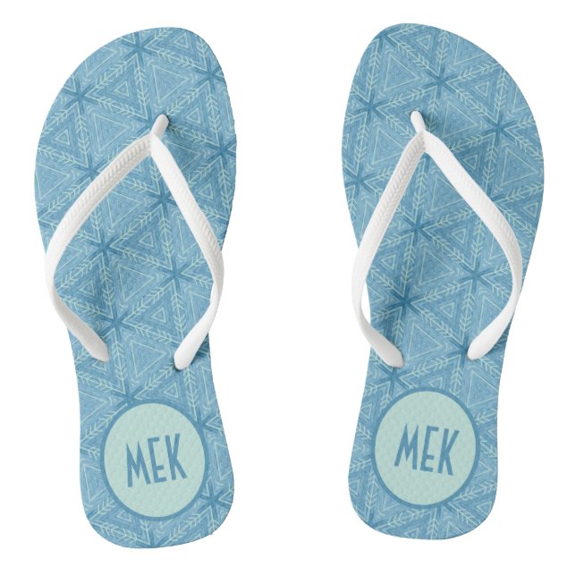 Blue Arrow Pattern with Monogram Thongs (Footbed)
