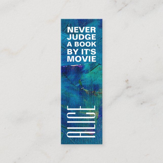Blue Art Bookmark Mini Business Card (Front)