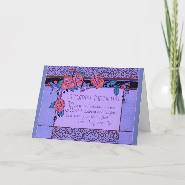 Blue Art Deco Birthday Card (Front)