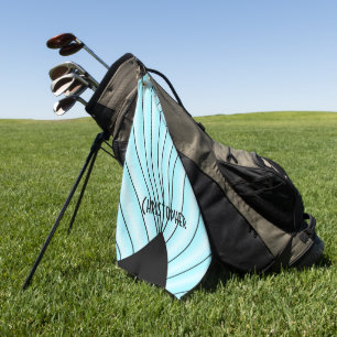 Blue Art Deco Design Personalised Golf Towel