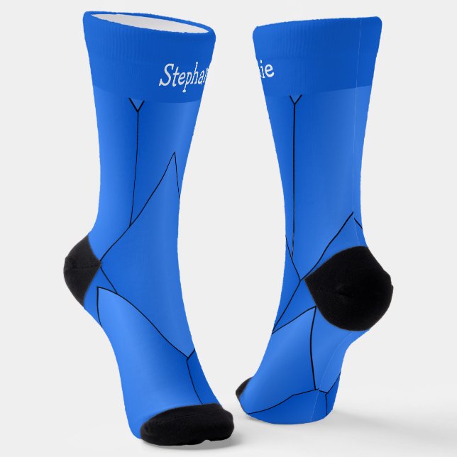 Blue Art Deco Design Socks (Angled)