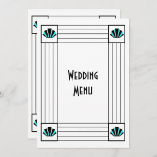 Blue Art Deco Design Wedding Menu