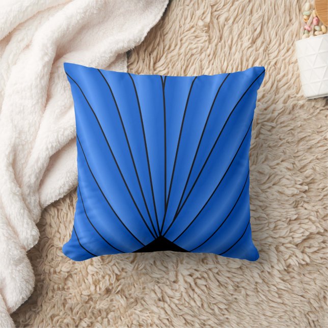 Blue Art Deco Fan Design Cushion (Blanket)