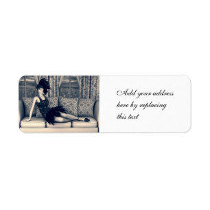 Blue Art Deco Flapper Woman Vintage Art Return Address Label