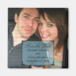 Blue Art Deco Frame Save the Date Magnet