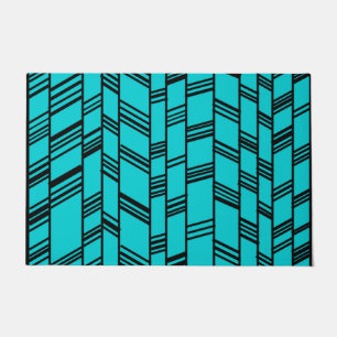 Blue Art Deco Lines  Doormat