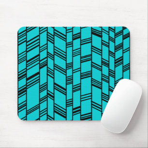 Blue Art Deco Lines Mouse Pad