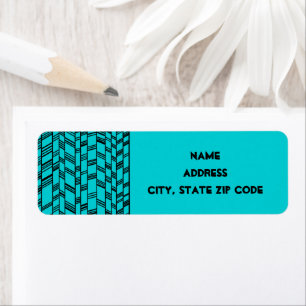 Blue Art Deco Lines Return Address Label