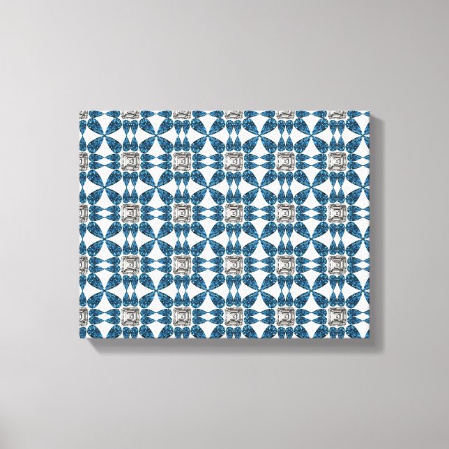 Blue Art Deco Pattern Canvas Print (Front)