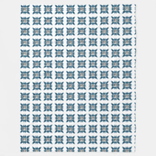 Blue Art Deco Pattern Fleece Blanket