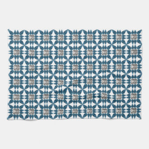 Blue Art Deco Pattern Tea Towel