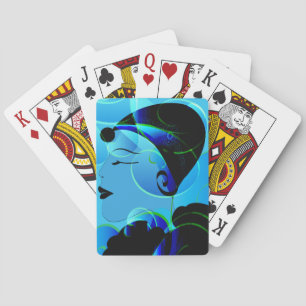 Blue Art Deco Playing Cards
