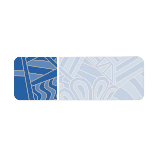 Blue Art Deco Style Design. Return Address Label (Front)