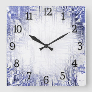 Blue Art Deco with Black Numbers Square Wall Clock