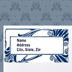 Blue art nouveau label