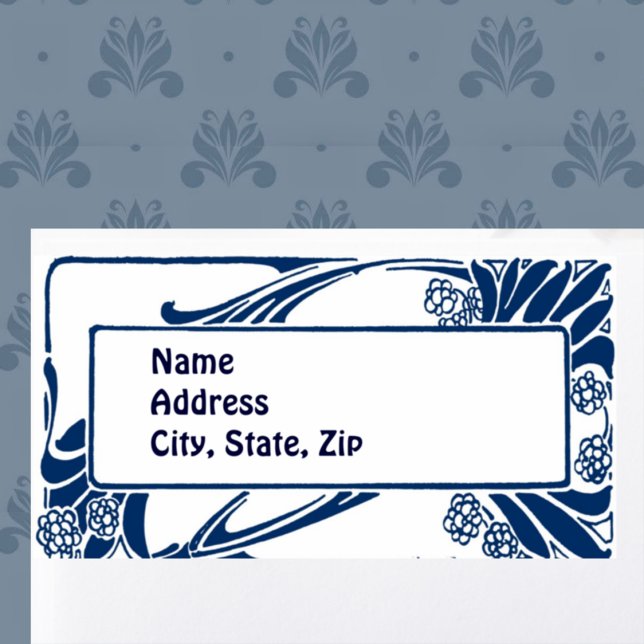 Blue art nouveau label (Creator Uploaded)