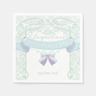 Blue Art Nouveau Princess Birthday Napkin