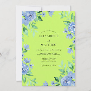 Blue Artistic Botanical Wedding Invitation