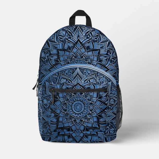 Blue Artistic Mandala Backpack (Front)