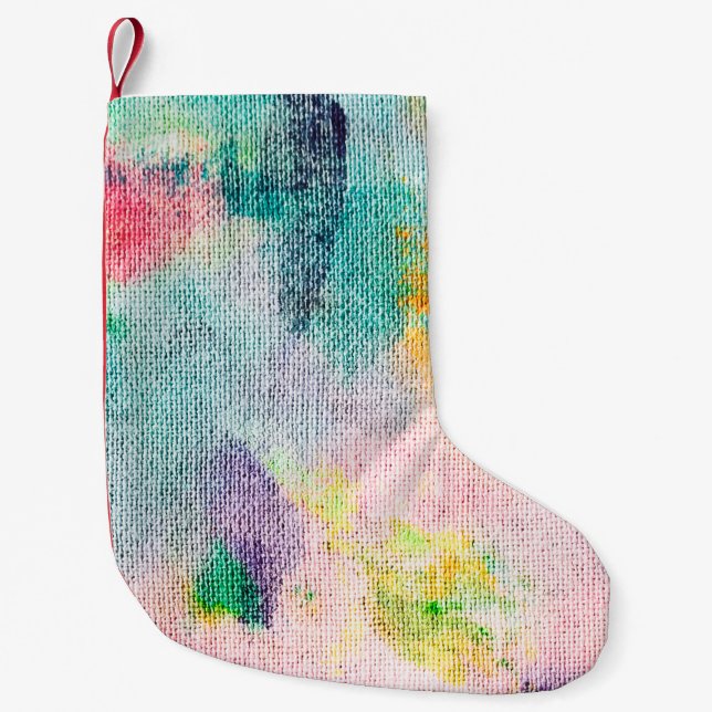 Blue Artistic. White Contemporary Presentation. Ti Small Christmas Stocking (Front)