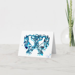 Blue Artwork - Blank Inside Thank You Card
