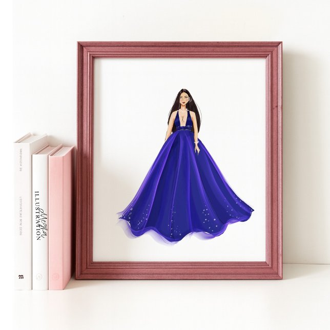 Blue, artwork, fashion illustration poster (Creator Uploaded)